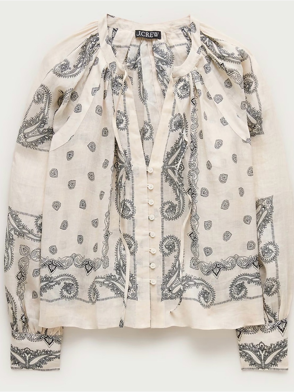 J.Crew Popover top in bandana-print ramie size M